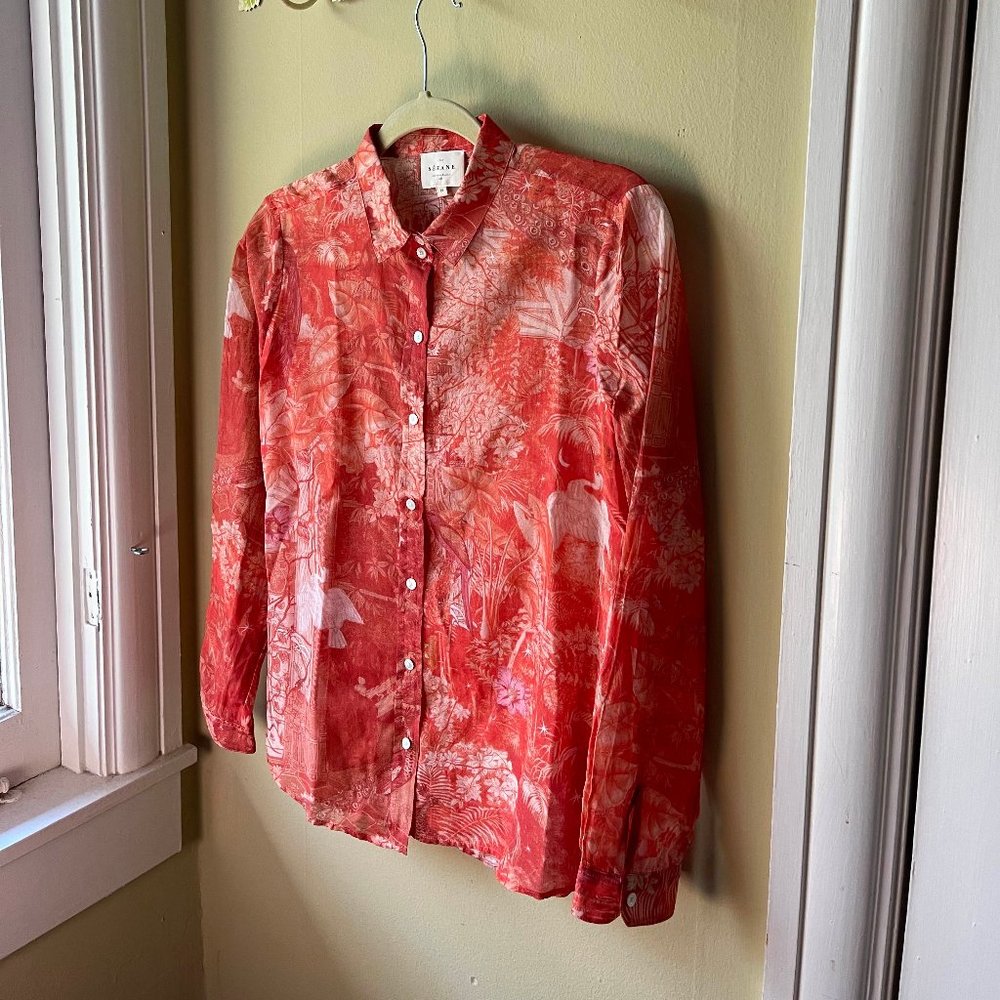 Sezane Red Silk Blouse Size 38